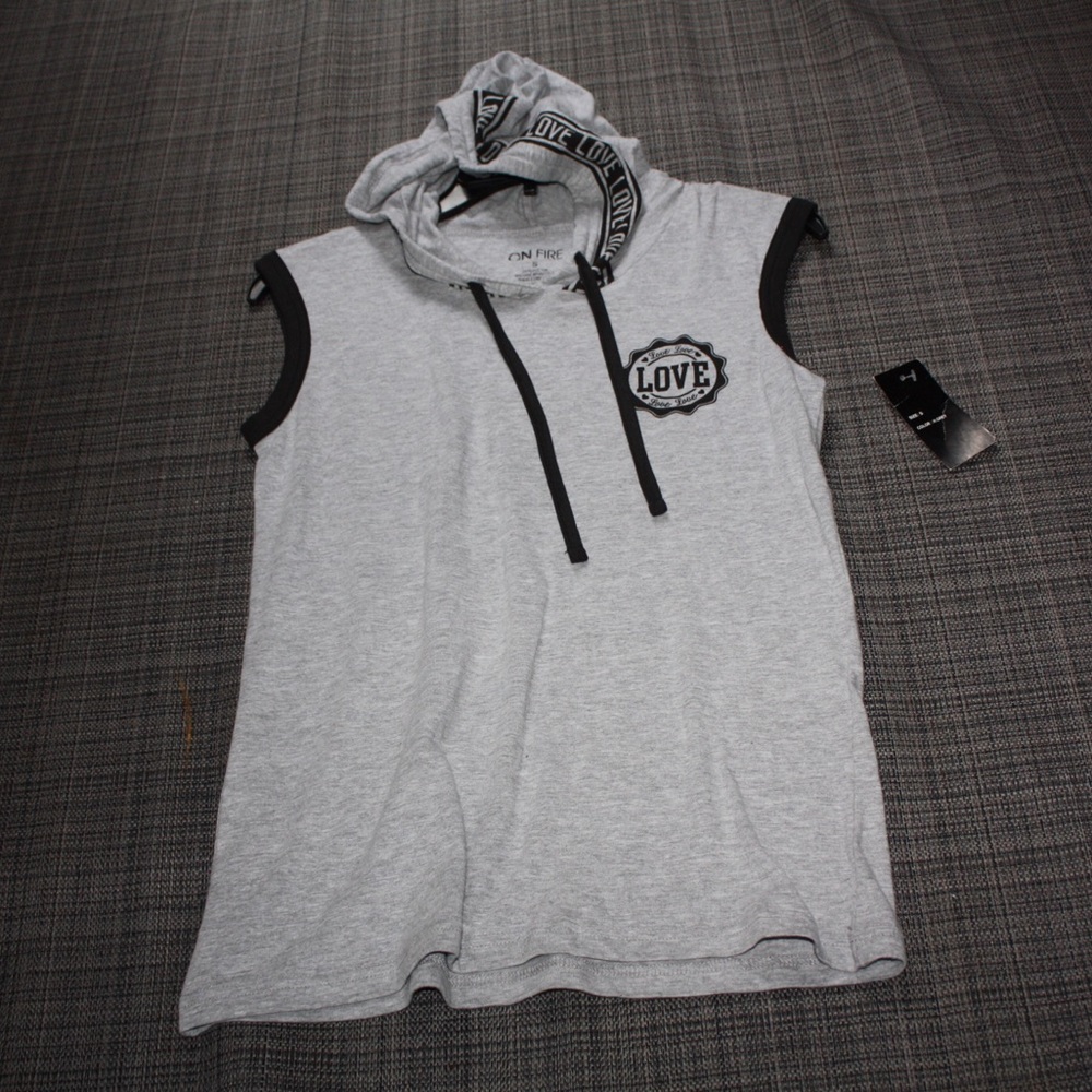On fire sleeveless hoodie